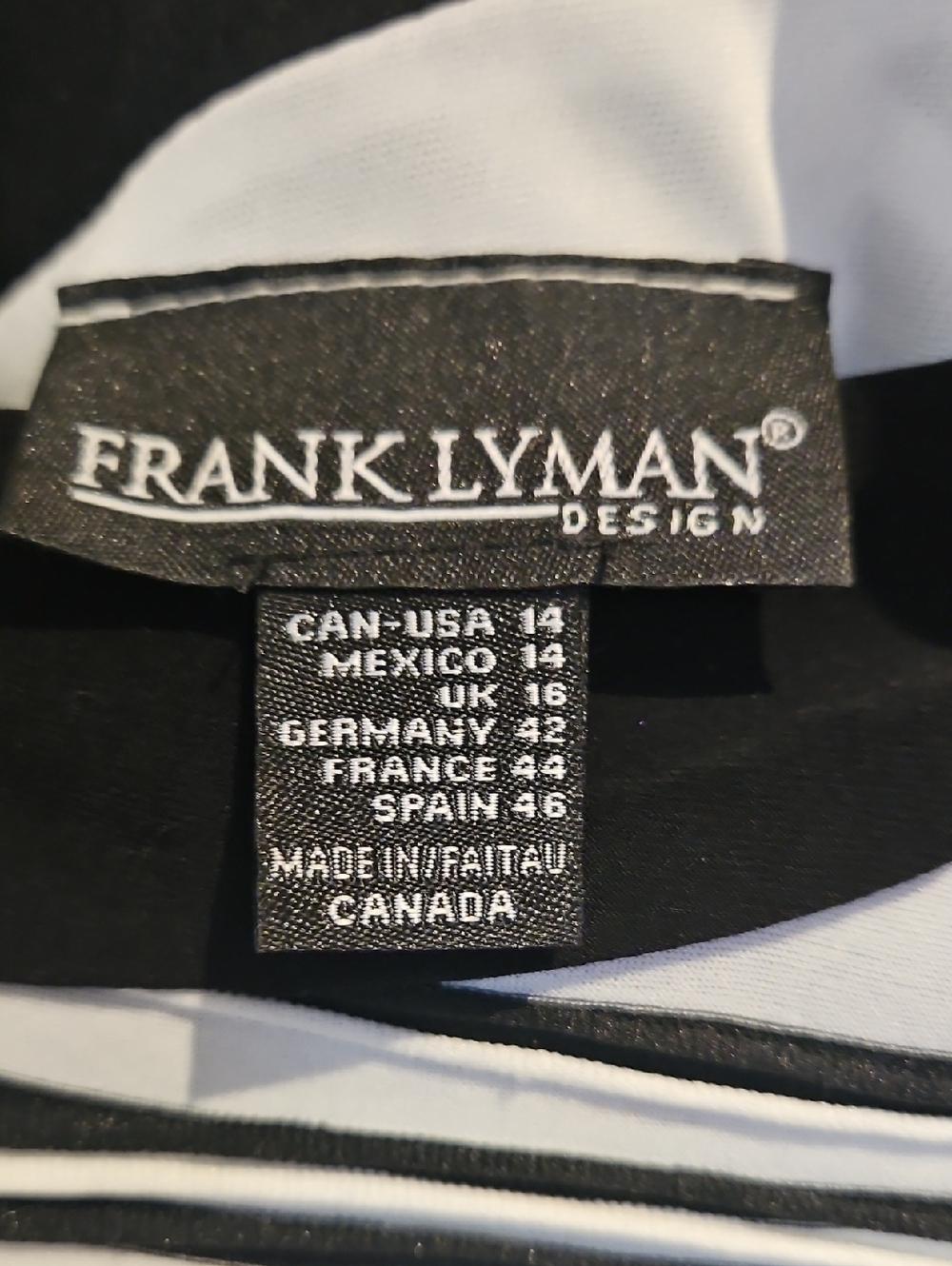 Frank Lyman Design Black and White One-Shoulder Midi Dress - Picture 4 of 5